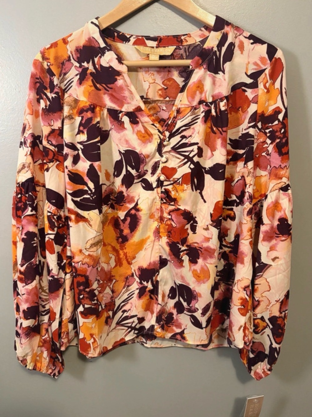 Hope & Harlow Petite Large Floral Blouse